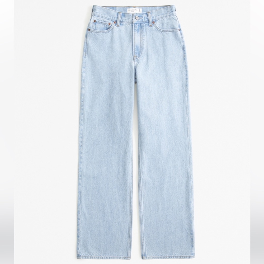 Abercrombie High Rise Loose Jean Light Marble Wash Denim